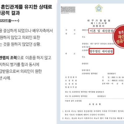 황혼이혼서 혼인관계를 유지한 상태로 재산분할서 성공적 결과